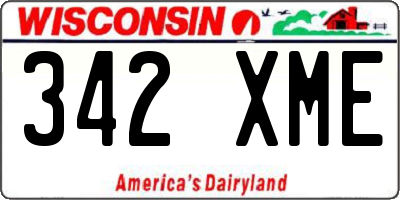 WI license plate 342XME