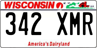 WI license plate 342XMR
