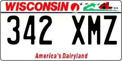 WI license plate 342XMZ