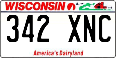 WI license plate 342XNC
