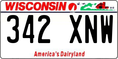 WI license plate 342XNW