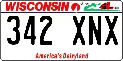 WI license plate 342XNX
