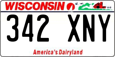 WI license plate 342XNY