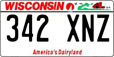 WI license plate 342XNZ