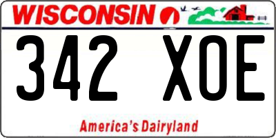 WI license plate 342XOE