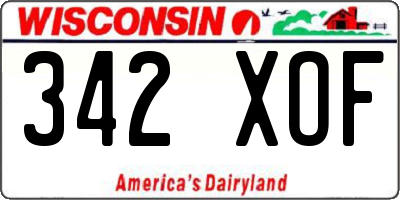 WI license plate 342XOF