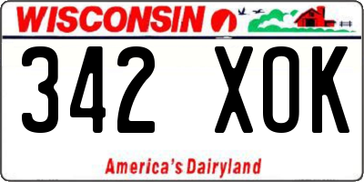 WI license plate 342XOK