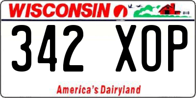WI license plate 342XOP