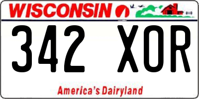 WI license plate 342XOR
