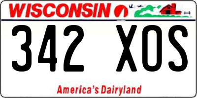 WI license plate 342XOS