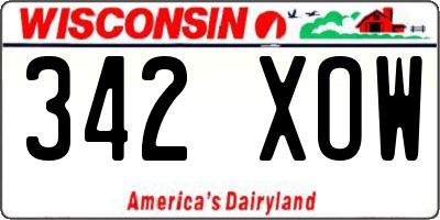 WI license plate 342XOW