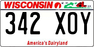 WI license plate 342XOY