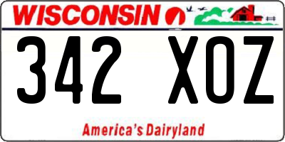 WI license plate 342XOZ