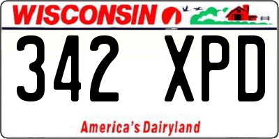 WI license plate 342XPD