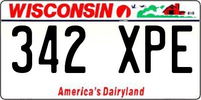 WI license plate 342XPE