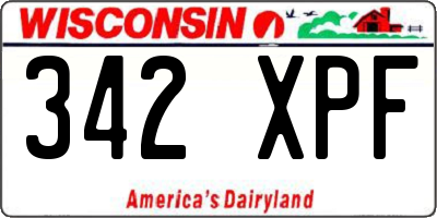 WI license plate 342XPF