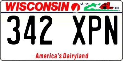 WI license plate 342XPN