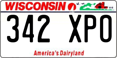 WI license plate 342XPO