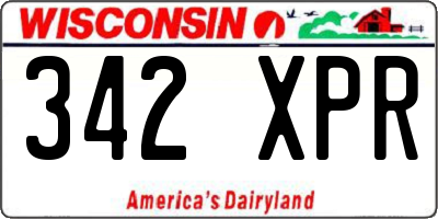WI license plate 342XPR