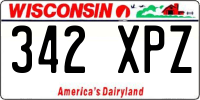 WI license plate 342XPZ