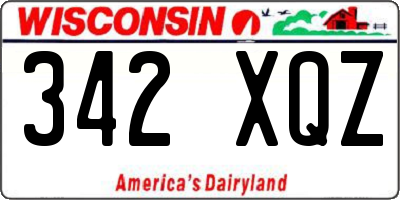 WI license plate 342XQZ