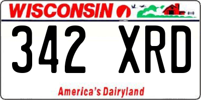 WI license plate 342XRD