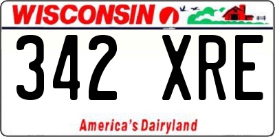 WI license plate 342XRE