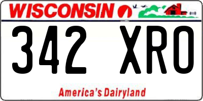 WI license plate 342XRO