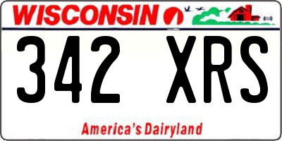 WI license plate 342XRS
