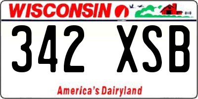 WI license plate 342XSB