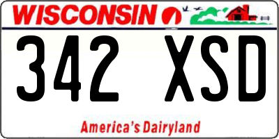 WI license plate 342XSD