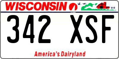 WI license plate 342XSF