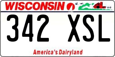 WI license plate 342XSL