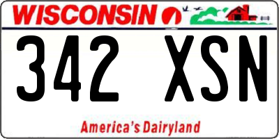 WI license plate 342XSN