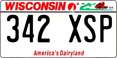 WI license plate 342XSP