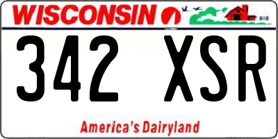 WI license plate 342XSR
