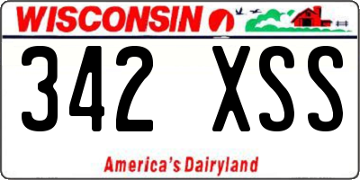 WI license plate 342XSS
