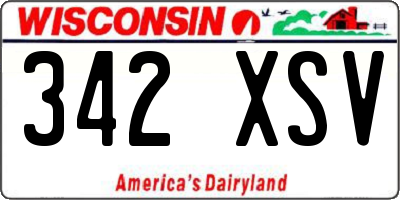 WI license plate 342XSV