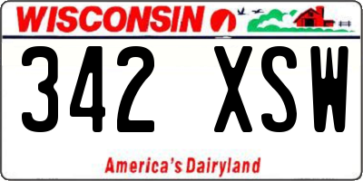 WI license plate 342XSW