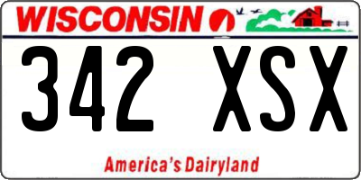 WI license plate 342XSX