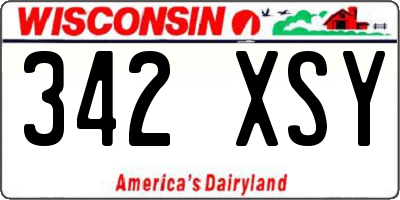 WI license plate 342XSY
