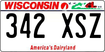 WI license plate 342XSZ