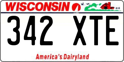 WI license plate 342XTE