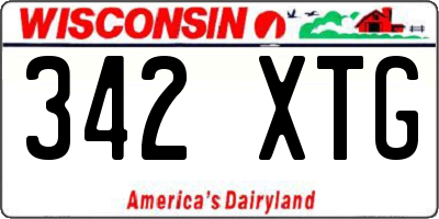 WI license plate 342XTG