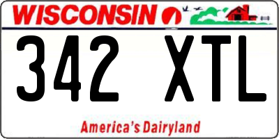 WI license plate 342XTL