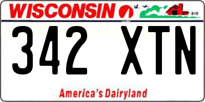 WI license plate 342XTN