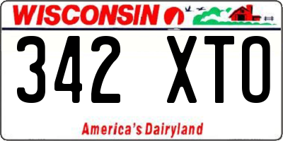 WI license plate 342XTO