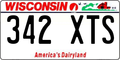 WI license plate 342XTS