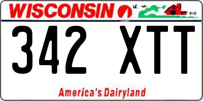 WI license plate 342XTT