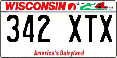 WI license plate 342XTX